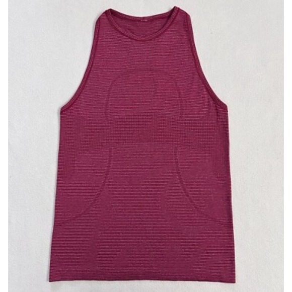 Lululemon Tonka Stripe Heathered Bumble Berry High Neck Swiftly Tech Tank Top 10 - Picture 1 of 8